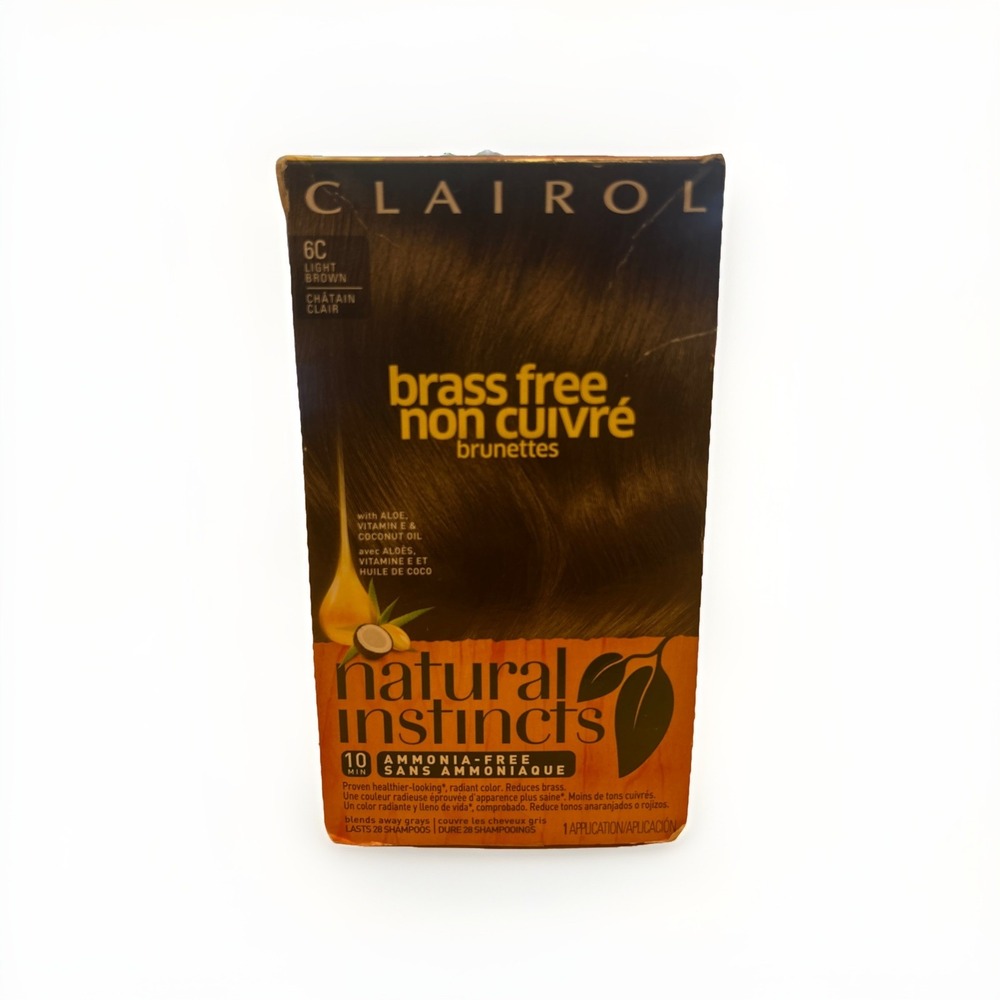 Clarol Natural Instincts Semi-Perm Hair Color 6C  Light Brown Brass Free - New